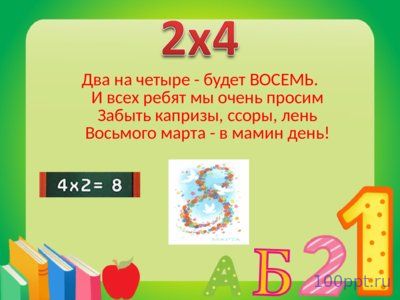 Презентация таблица умножения в стихах - слайд 4 4 слайд презентации таблица умножения в стихах