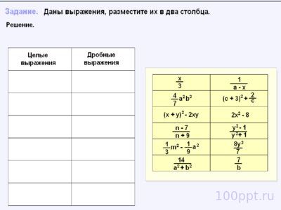 Презентация рациональные выражения - слайд 6 6 слайд презентации рациональные выражения