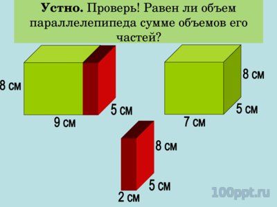 Презентация объем параллелепипеда - слайд 9 9 слайд презентации объем параллелепипеда