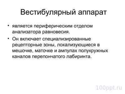 Презентация вестибулярный аппарат - слайд 5 5 слайд презентации вестибулярный аппарат